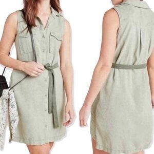 Anthropologie Cloth & Stone Utility Shirt Dress Olive Green Women’s - Medium